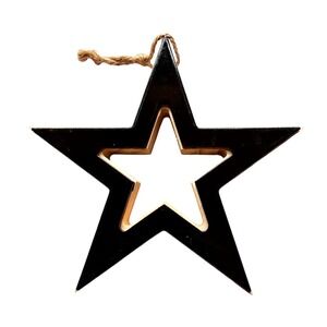 Rustic Wooden Star Cutout Ornament Jute‎ Hanger Christmas Holiday Decor